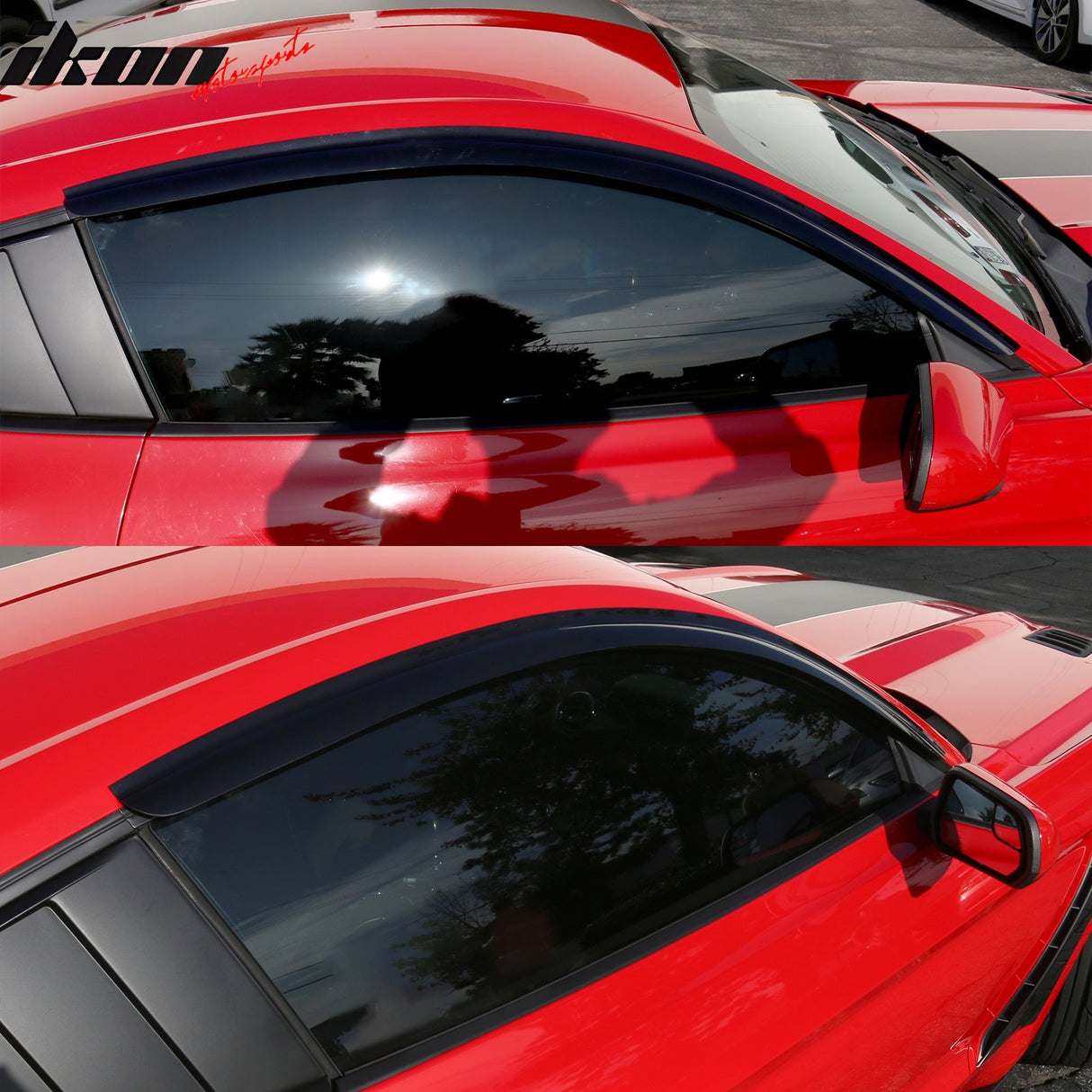 2015-2024 Ford Mustang Coupe Window Visors Slim Smoke Tinted Acrylic