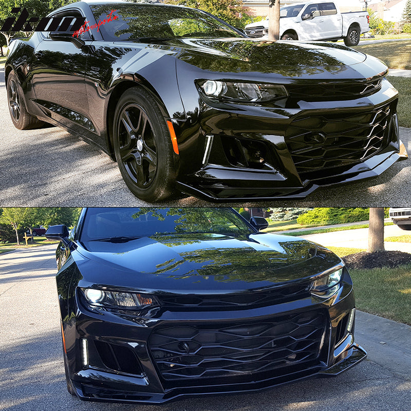 2016-2018 Chevy Camaro ZL1 Style Front Bumper + DRL Fog Lights Pair