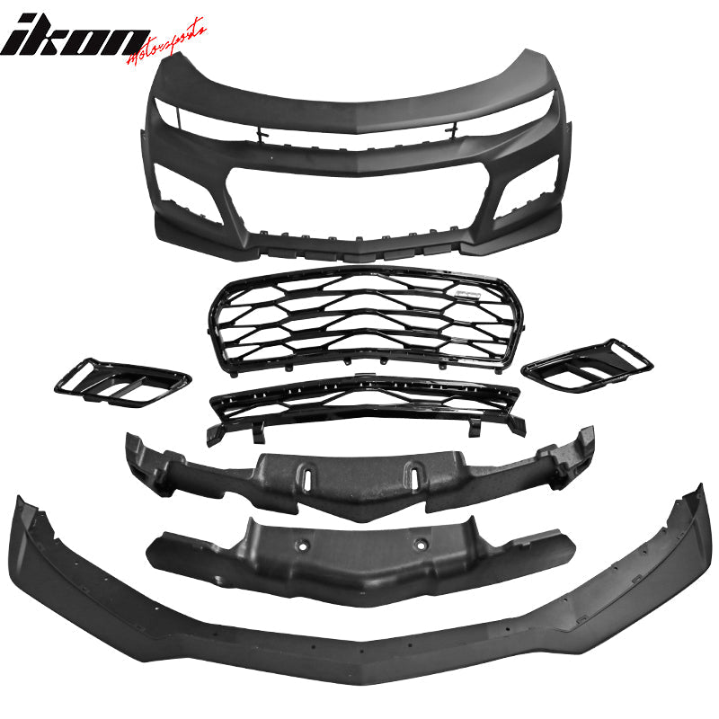 2016-2018 Chevy Camaro ZL1 Style Front Bumper + DRL Fog Lights Pair