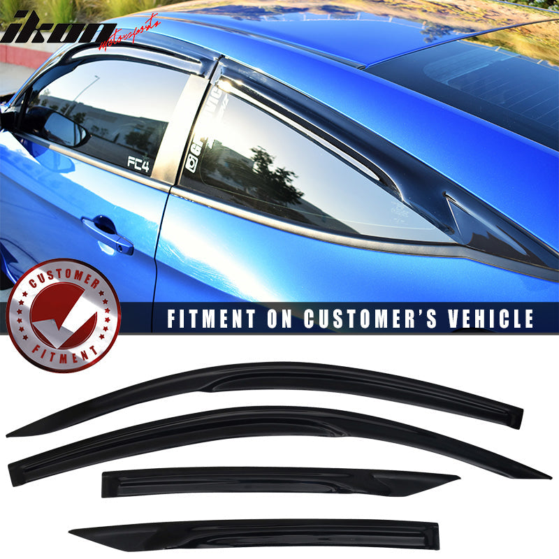 2016-2020 Honda Civic Coupe Mugen Style Window Visors Rain Wind Guards
