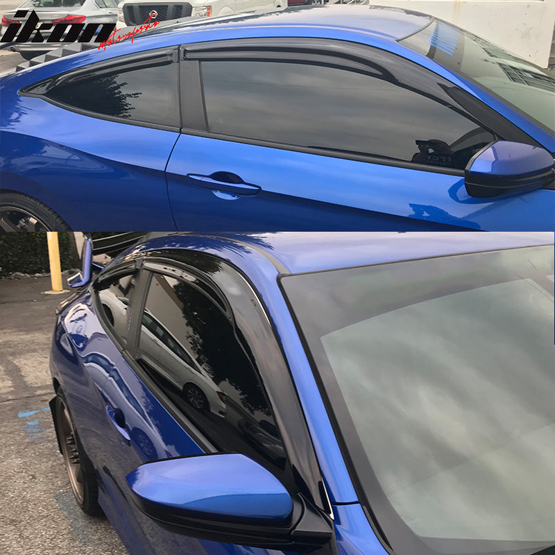 2016-2020 Honda Civic Coupe Mugen Style Window Visors Rain Wind Guards