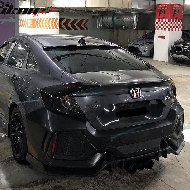 2016-2021 Honda Civic 10th-Gen CTR Rear Bumper Cover Type R Black PP
