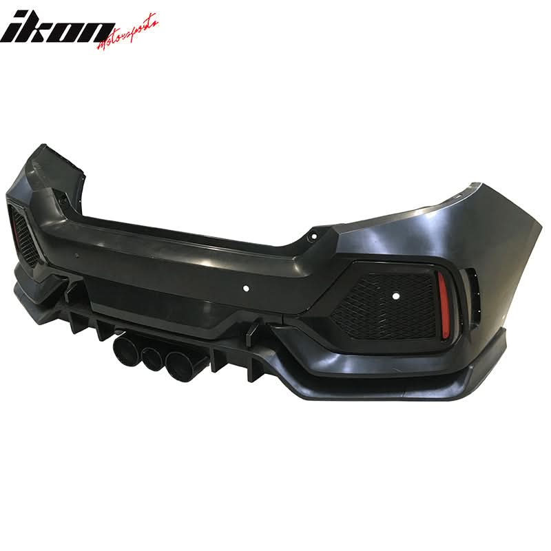 2016-2021 Honda Civic 10th-Gen CTR Rear Bumper Cover Type R Black PP
