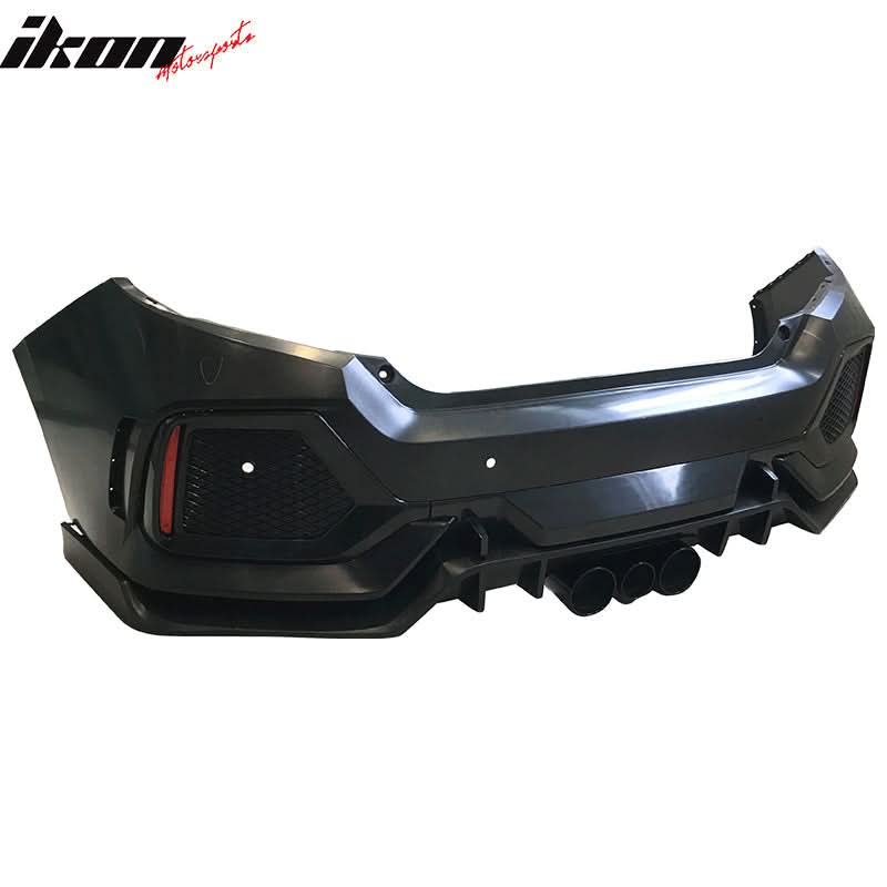 2016-2021 Honda Civic 10th-Gen CTR Rear Bumper Cover Type R Black PP