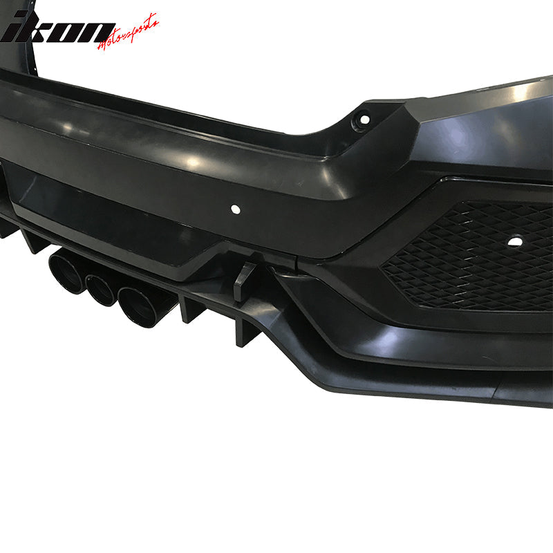2016-2021 Honda Civic 10th-Gen CTR Rear Bumper Cover Type R Black PP