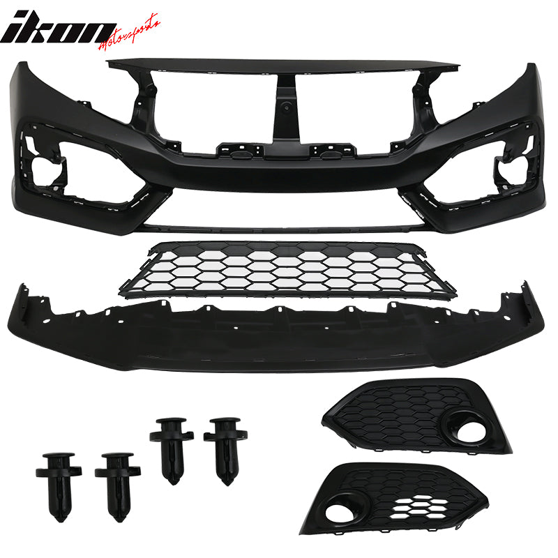 2016-2021 Honda Civic OE Style Unpainted Front Bumper Cover W/ Grille