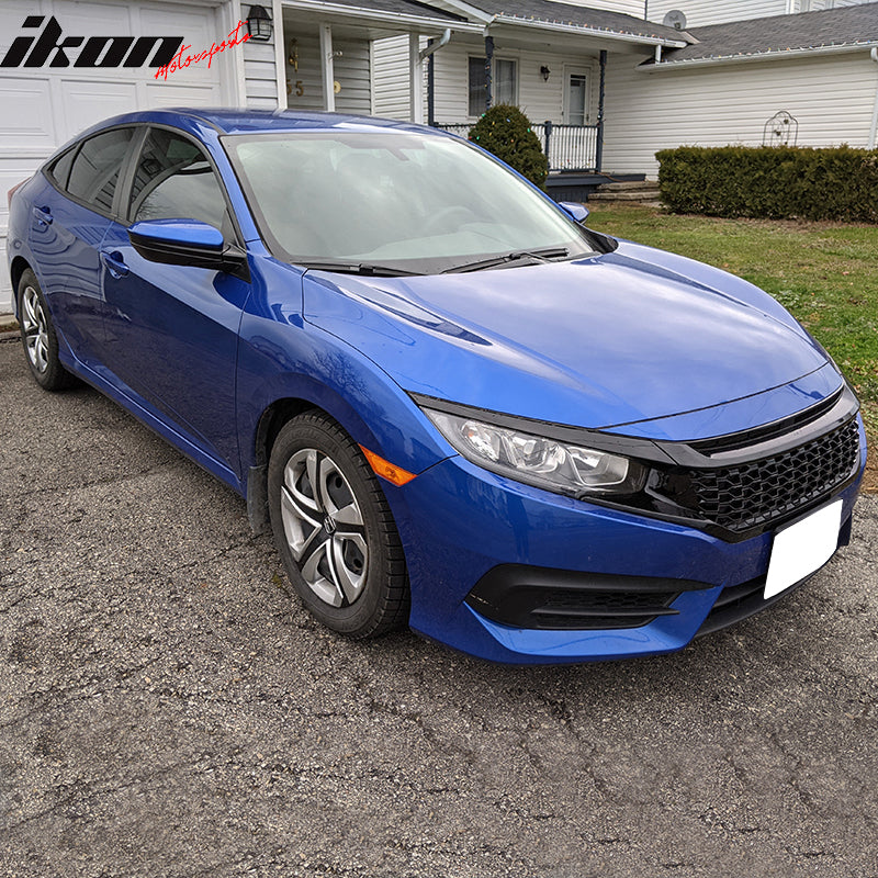 2016-2021 Honda Civic Coupe Sedan Hatchback Mesh Grille w/2PC Eyebrows