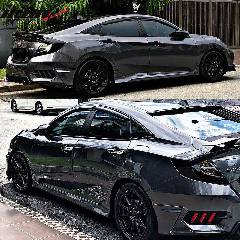 2016-2021 Honda Civic Sedan HFP Style Unpainted Black Side Skirts PP