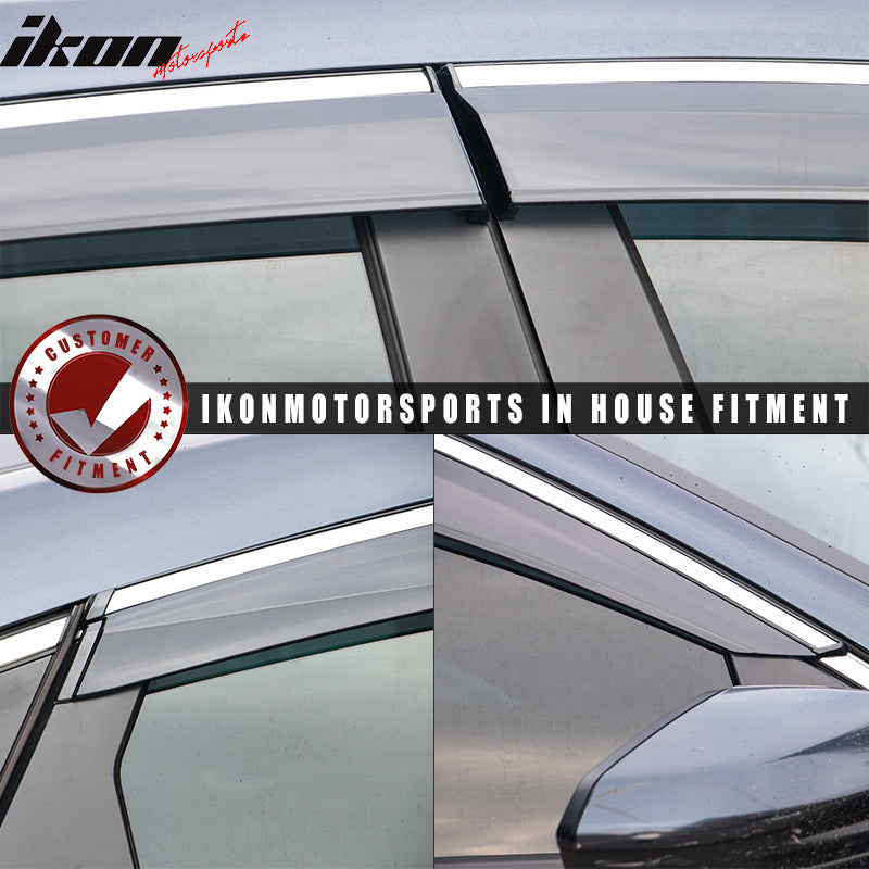 2016-2021 Honda Civic OE/Factory Style Window Visors w/ Chrome Trim PC