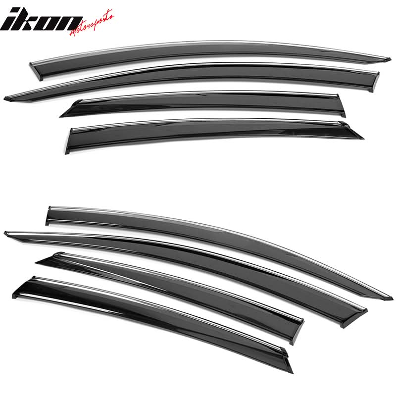 2016-2021 Honda Civic OE/Factory Style Window Visors w/ Chrome Trim PC