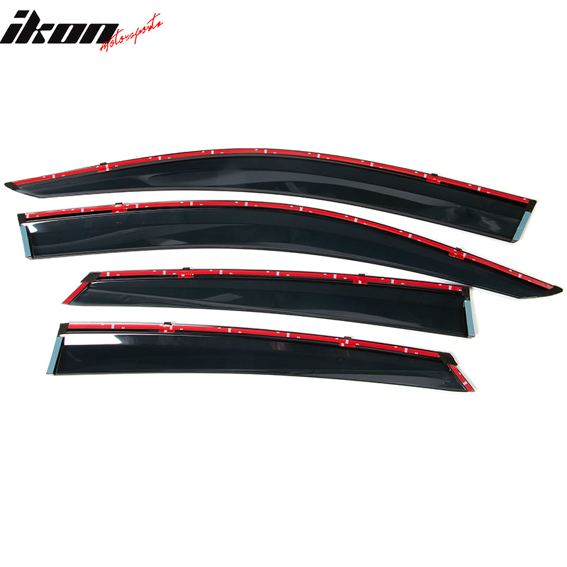 2016-2021 Honda Civic OE/Factory Style Window Visors w/ Chrome Trim PC