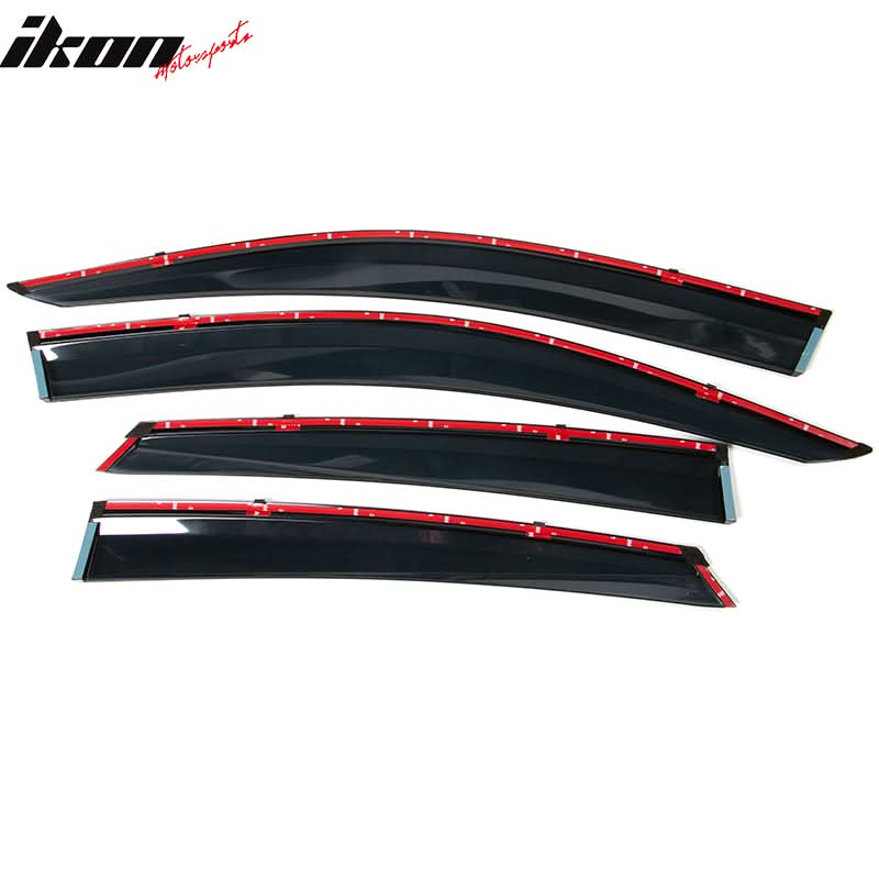 2016-2021 Honda Civic OE/Factory Style Window Visors w/ Chrome Trim PC