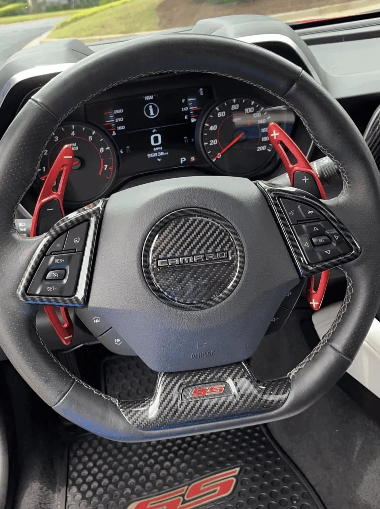 2016-2024 Camaro Carbon Fiber Lower Steering Wheel Emblem Trim Cover