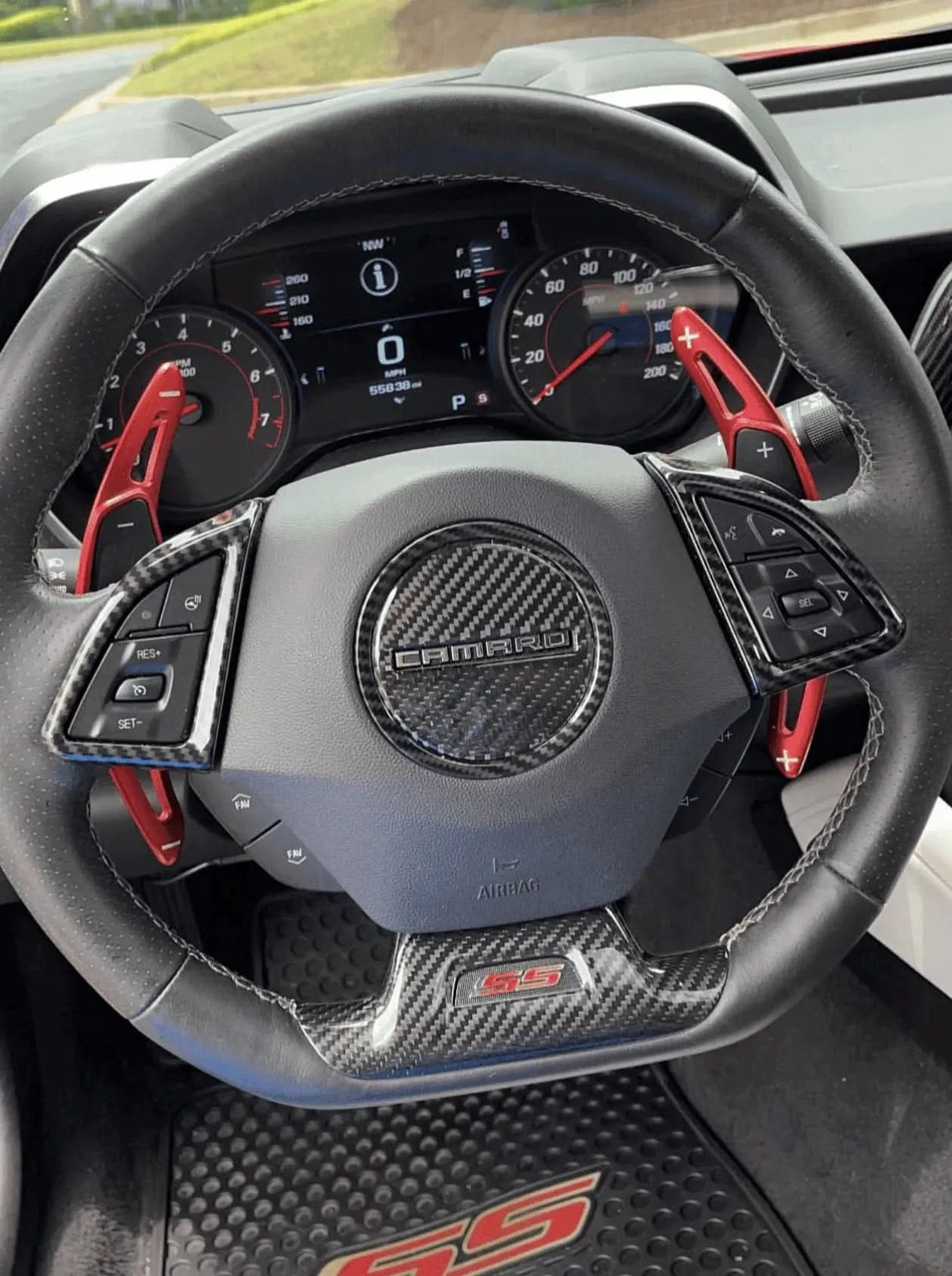 2016-2024 Camaro Carbon Fiber Lower Steering Wheel Emblem Trim Cover