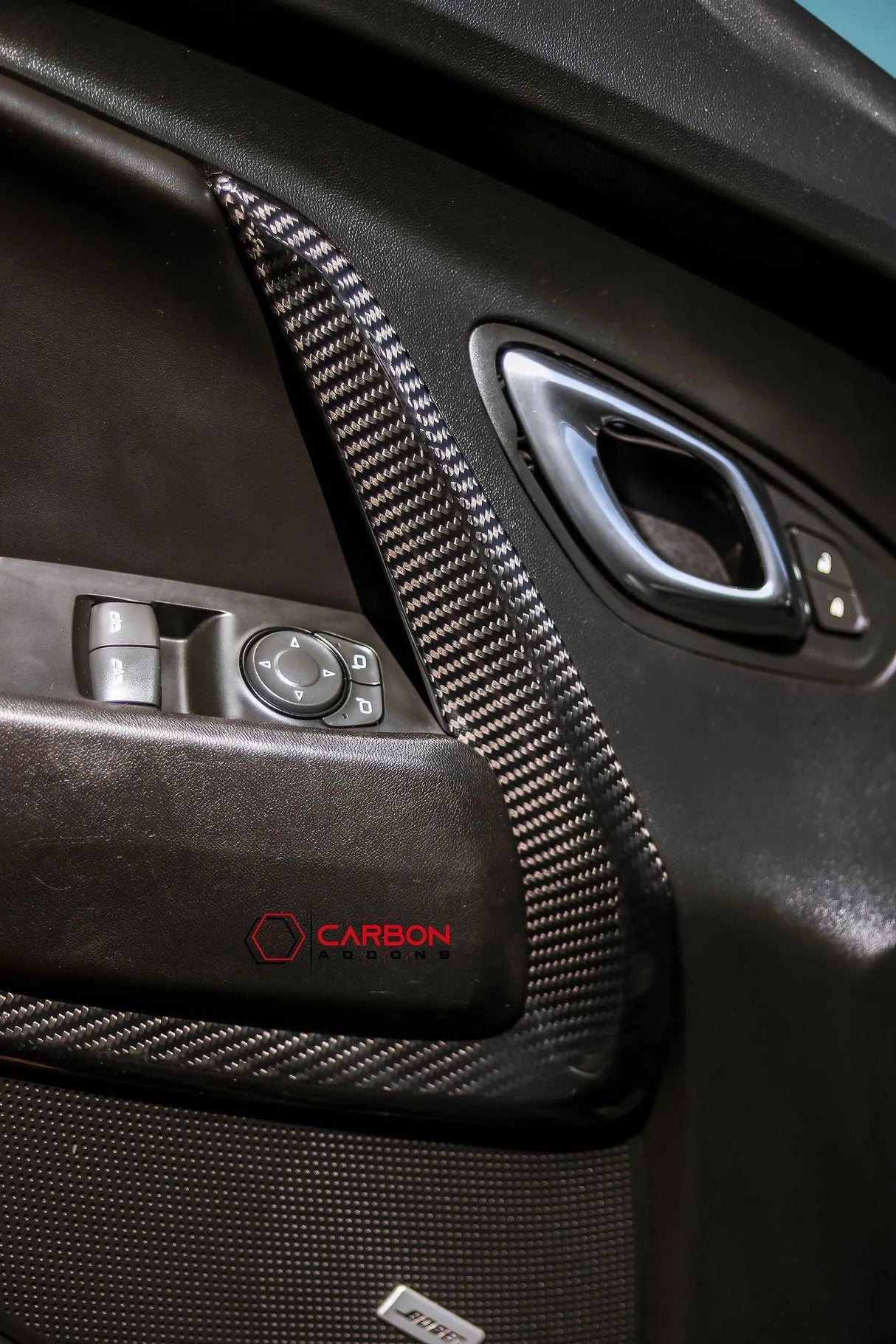 2016-2024 Camaro Real Carbon Fiber Interior Door Panel Chrome Trim Cover