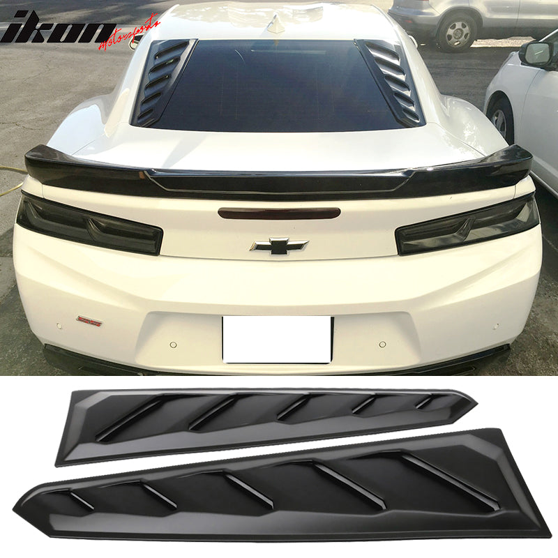 2016-2024 Chevy Camaro Black Rear Window Louvers Pair ABS