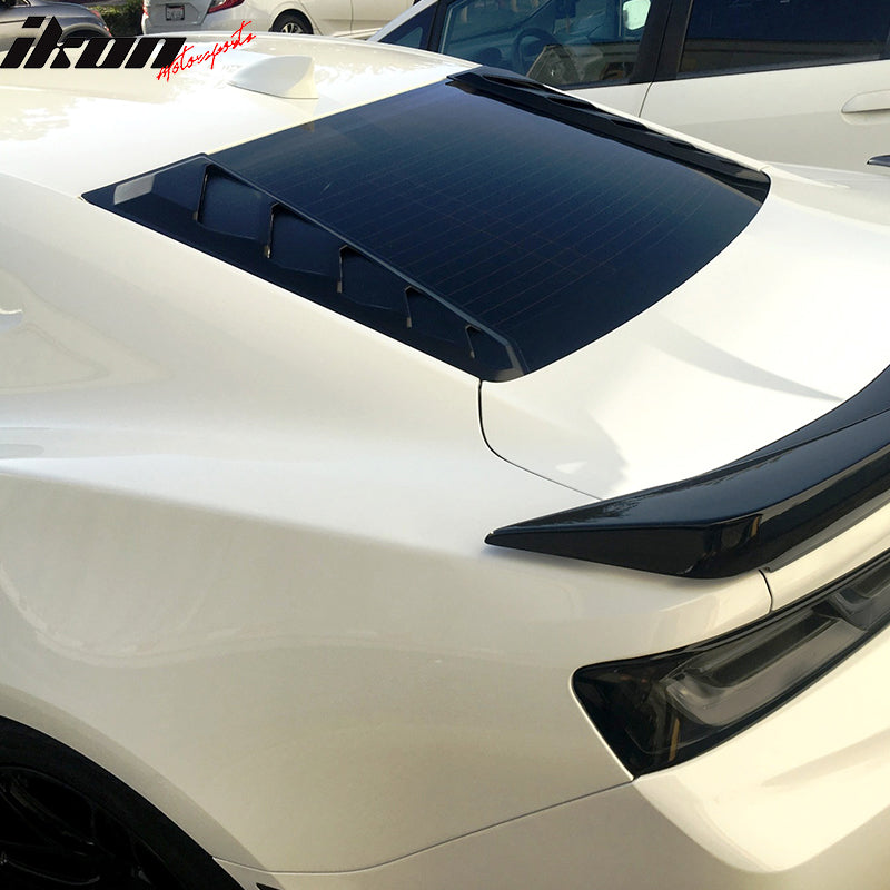 2016-2024 Chevy Camaro Black Rear Window Louvers Pair ABS