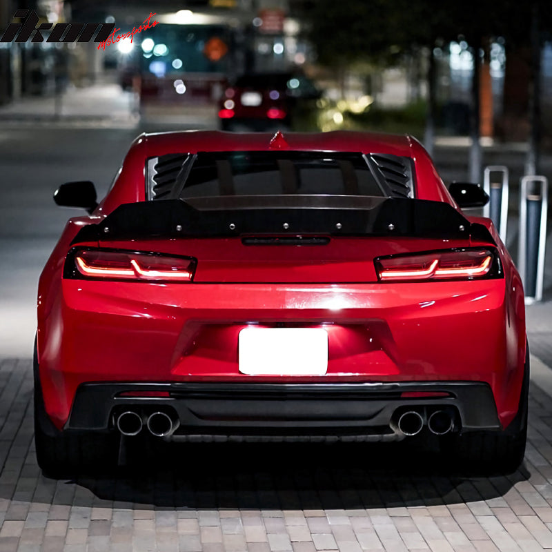 2016-2024 Chevy Camaro Black Rear Window Louvers Pair ABS