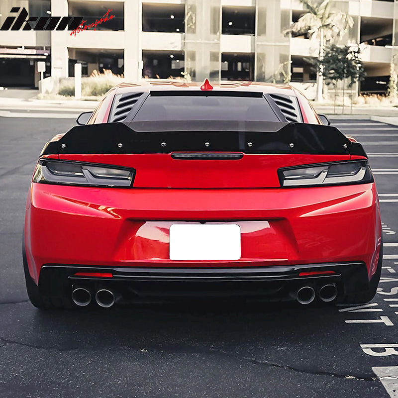 2016-2024 Chevy Camaro Black Rear Window Louvers Pair ABS