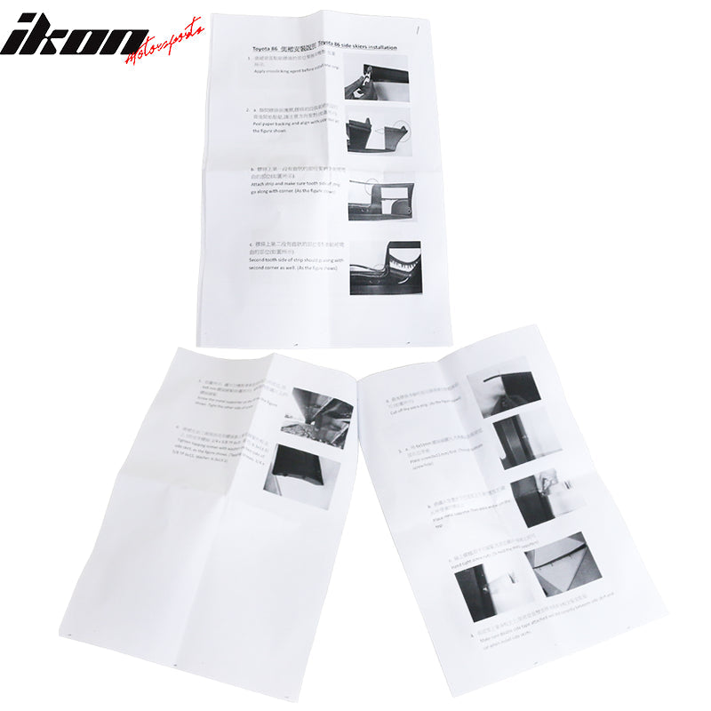 2017-2020 Toyota 86 Side Skirts Rocker Panel Black PP