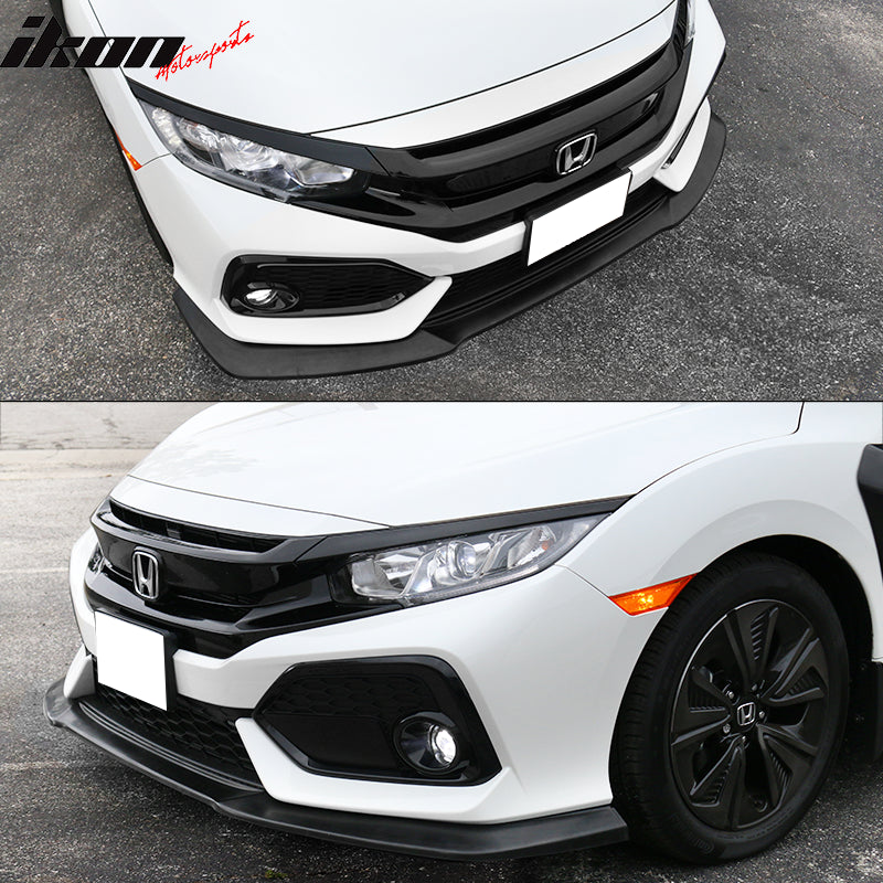 2017-2021 Honda Civic & Si Front Spoiler GT Style Unpainted Car Lip PU