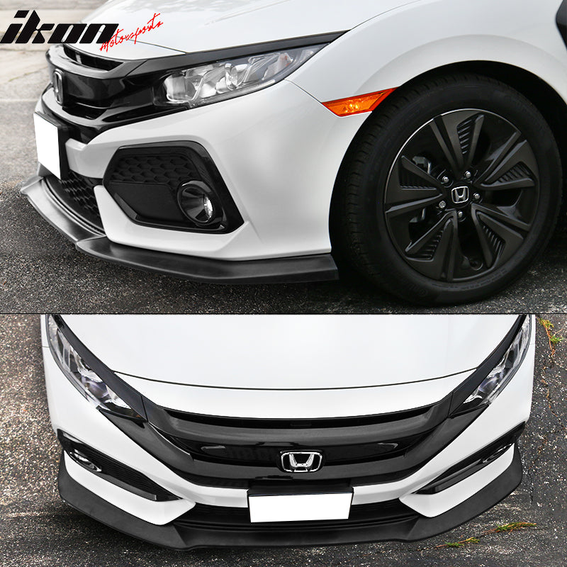 2017-2021 Honda Civic & Si Front Spoiler GT Style Unpainted Car Lip PU