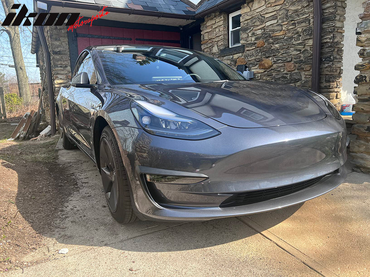 2017-2023 Tesla Model 3 Matte Black IKON Style Fog Light Trims ABS 2PC