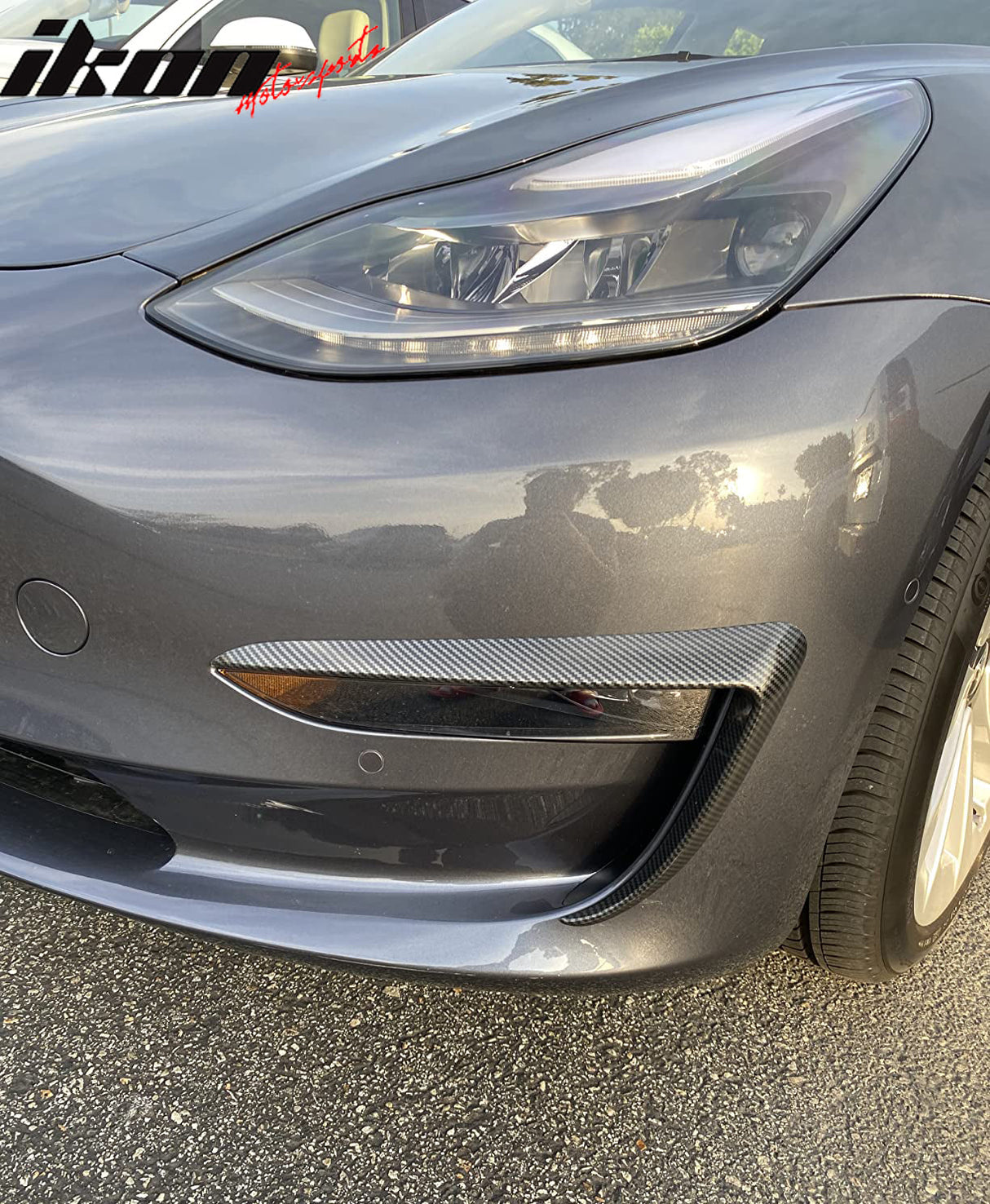2017-2023 Tesla Model 3 Carbon Fiber Print IKON Style Fog Light Trims