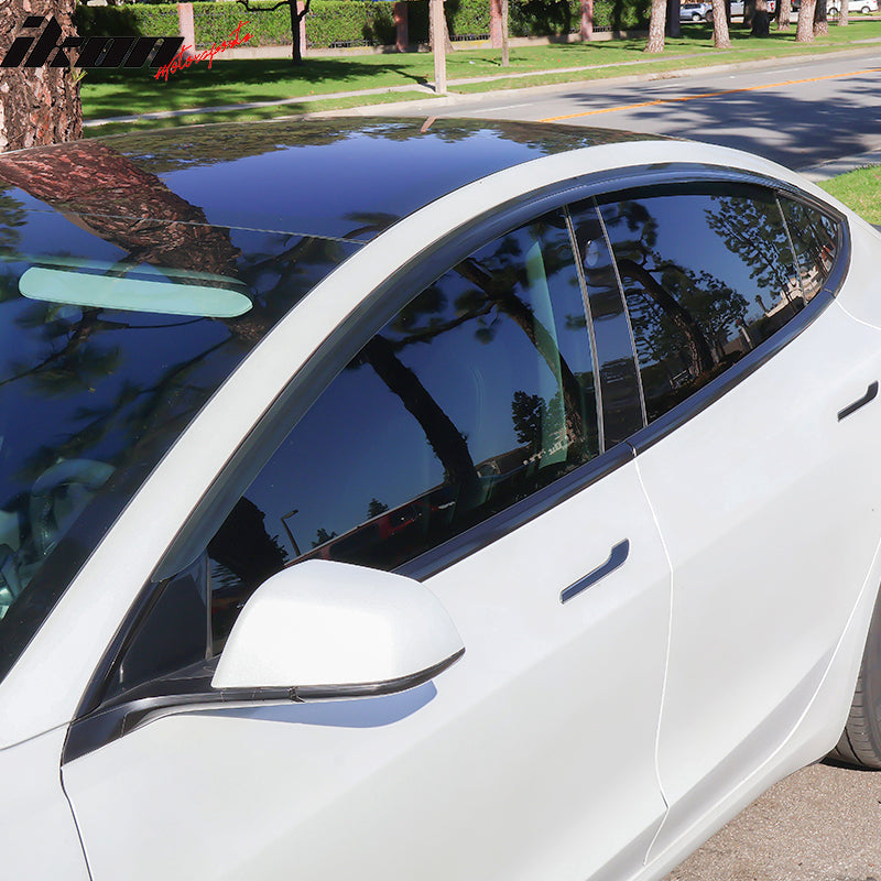 2017-2024 Tesla Model 3 Smoke Acrylic Window Visors Deflectors 4PCS