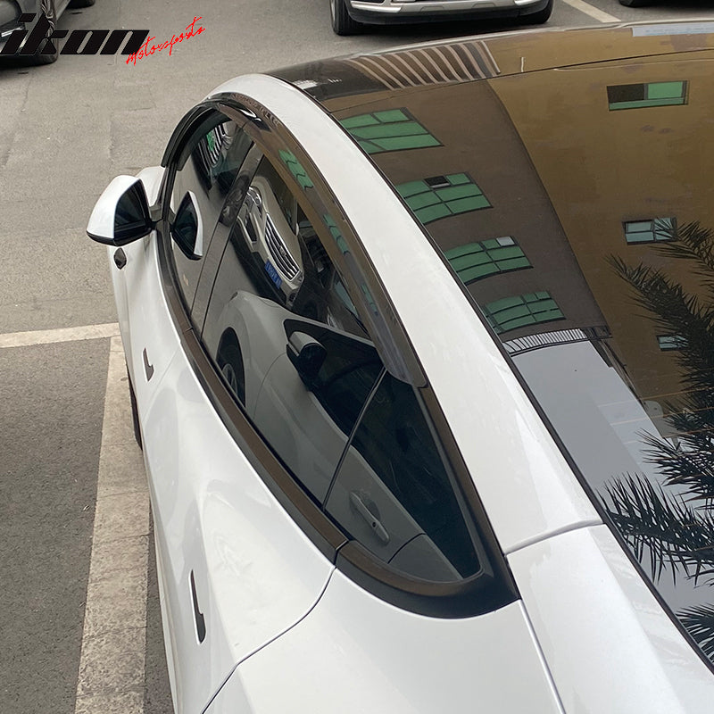 2017-2024 Tesla Model 3 Smoke Acrylic Window Visors Deflectors 4PCS
