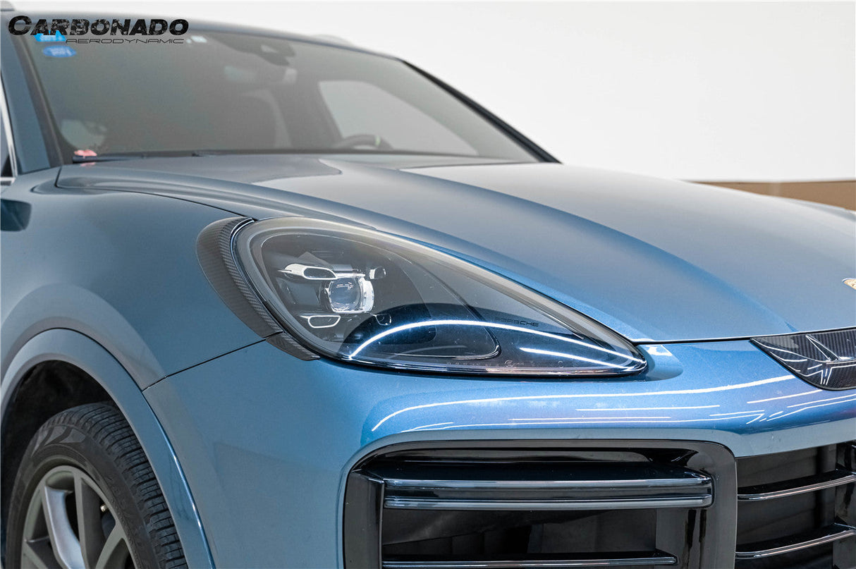 2018-2023 Porsche 9Y0.1 Cayenne S E-Hybrid Turbo MSY Style Dry Carbon Fiber Headlight Eyelid Eyebrow Cover