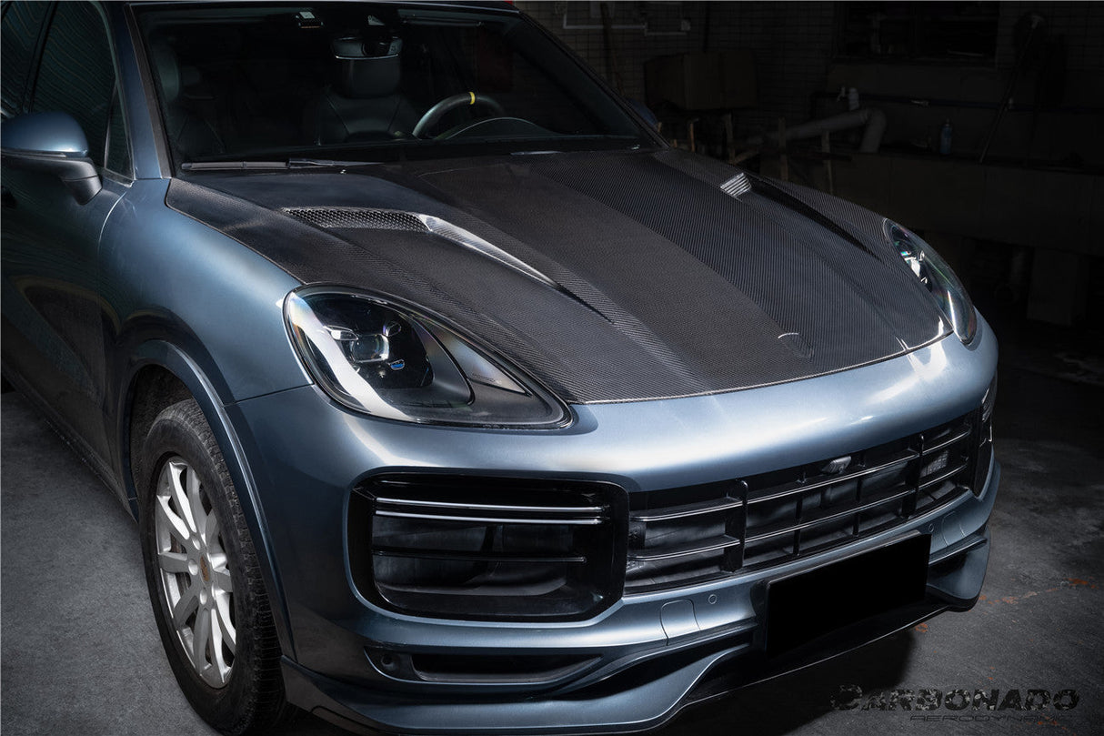 2018-2023 Porsche 9Y0 Cayenne S Coupe E-Hybrid Turbo TKT Style Dry Carbon Fiber Hood