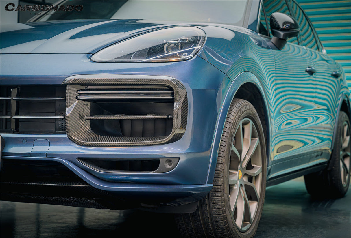 2018-2023 Porsche 9Y0.1 Cayenne Turbo TKT Style Dry Carbon Fiber Front Bumper Vent Cover