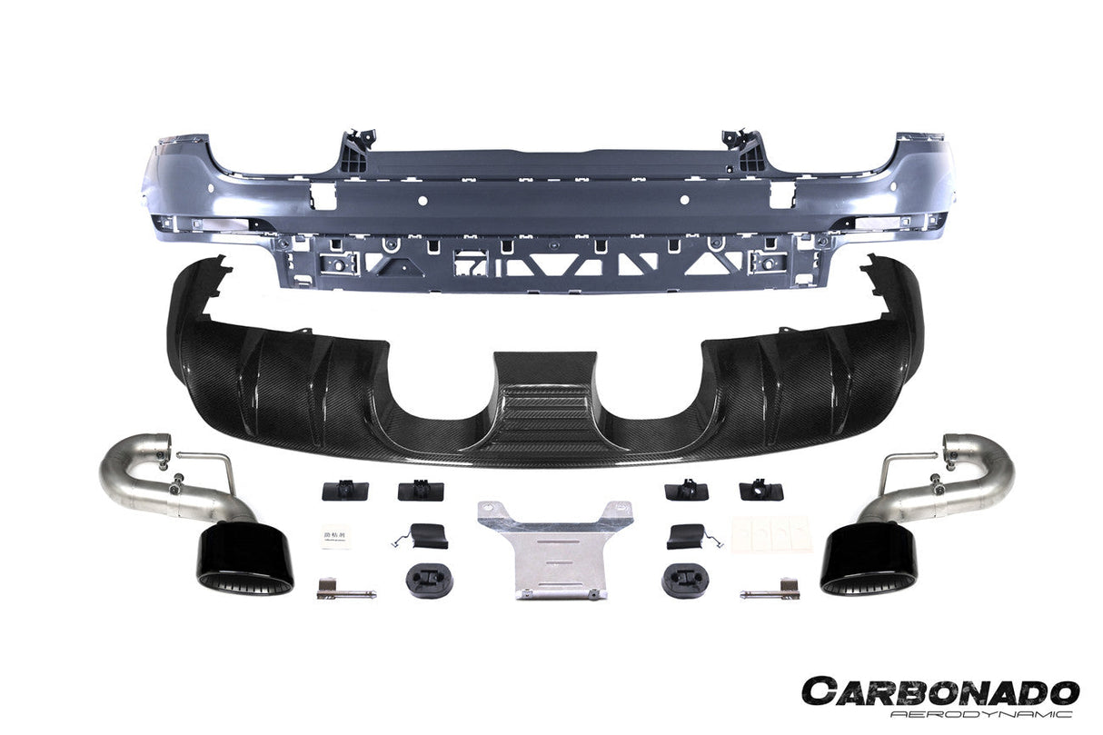 2018-2023 Porsche Cayenne 9Y0 9YA Convert 23TurboGT-Style Rear Bumper With Exhaust Adapter Pipe | Fits Cayenne, S, E-Hybrid, S E-Hybrid