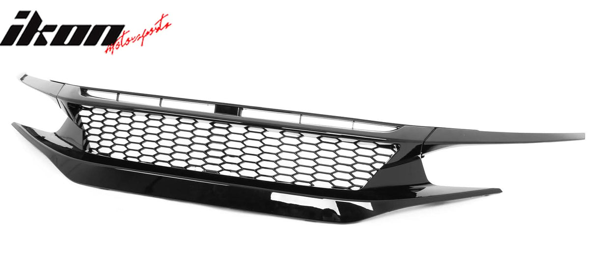 2019-2021 Honda Civic Gloss Black Honeycomb Front Upper Grille ABS