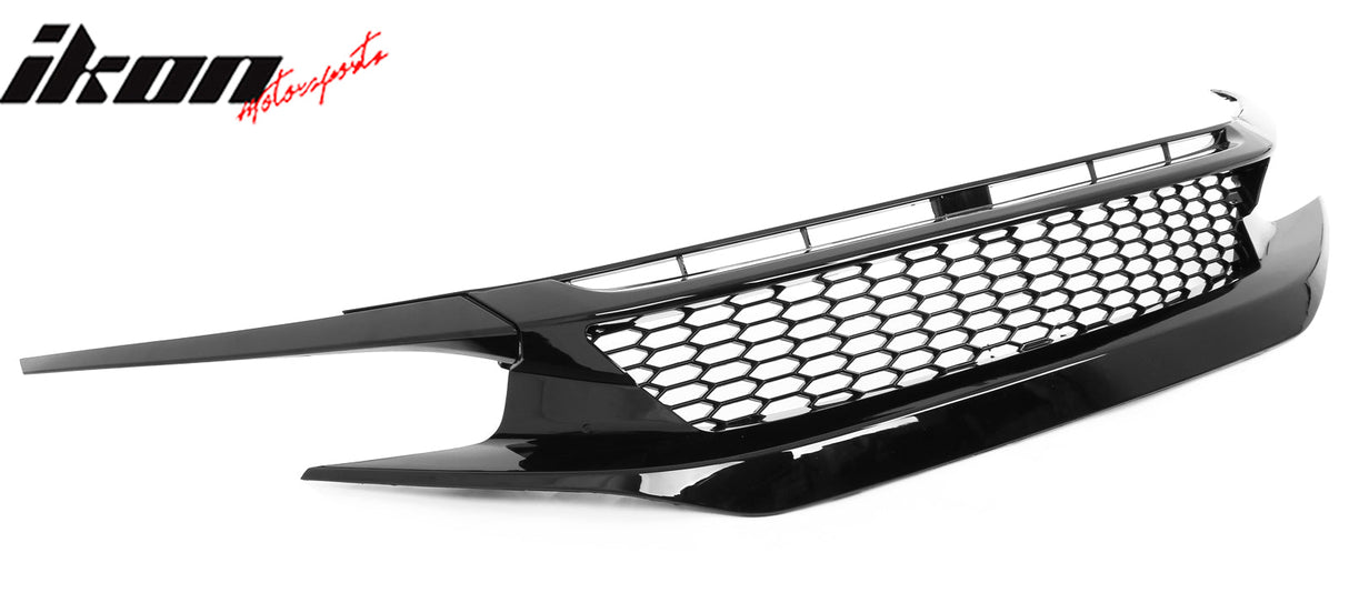 2019-2021 Honda Civic Gloss Black Honeycomb Front Upper Grille ABS