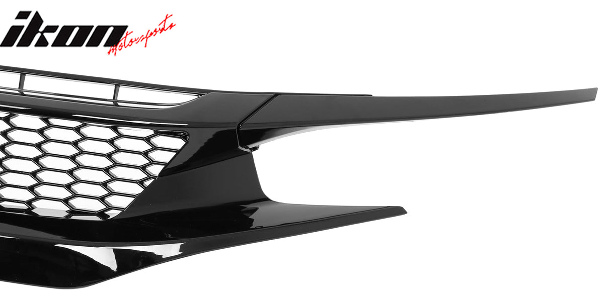2019-2021 Honda Civic Gloss Black Honeycomb Front Upper Grille ABS