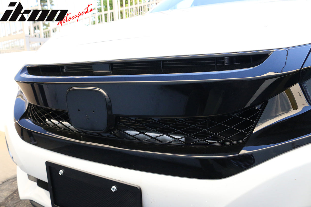 2019-2021 Honda Civic Sedan Coupe Gloss Black Front Grille Eyebrows