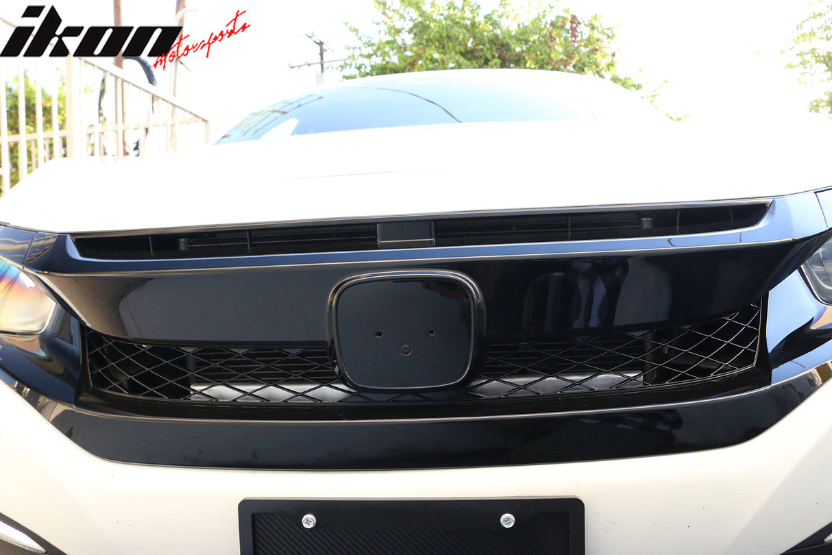 2019-2021 Honda Civic Sedan Coupe Gloss Black Front Grille Eyebrows