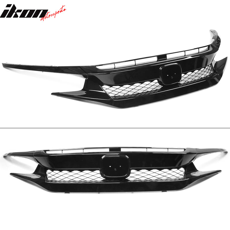 2019-2021 Honda Civic Sedan Coupe Gloss Black Front Grille Eyebrows