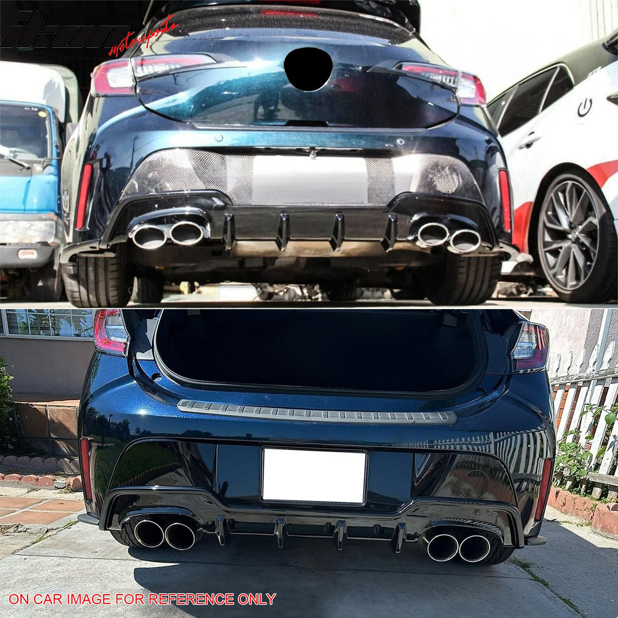2019-2022 Toyota Corolla TS Style Painted #218 Black Rear Diffuser ABS