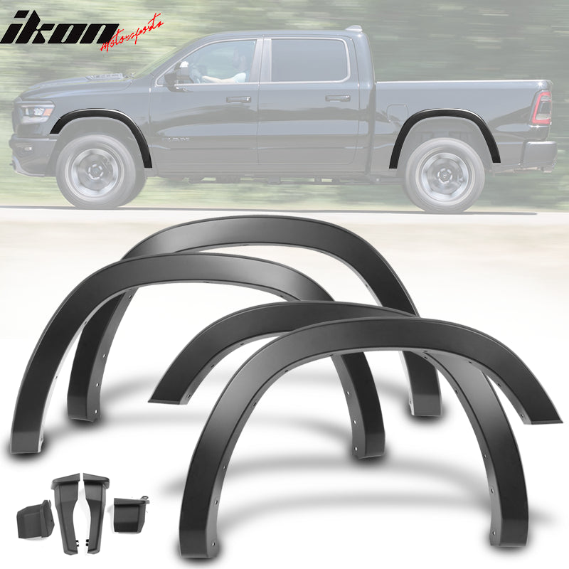 2019-2025 Dodge Ram 1500 Standard Bed Matte Black Fender Flares 4PCS