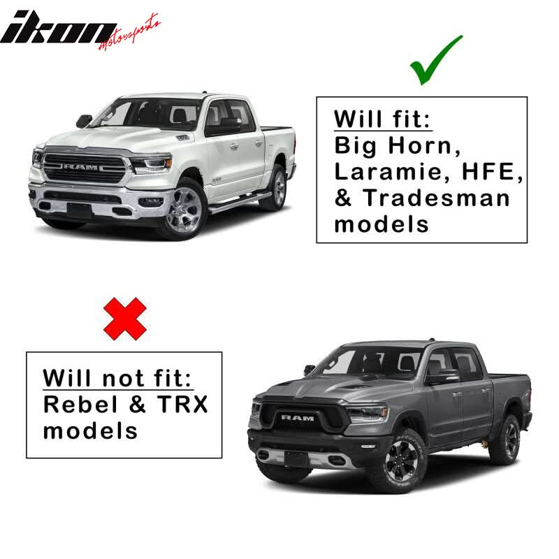 2019-2025 Dodge Ram 1500 Standard Bed Matte Black Fender Flares 4PCS