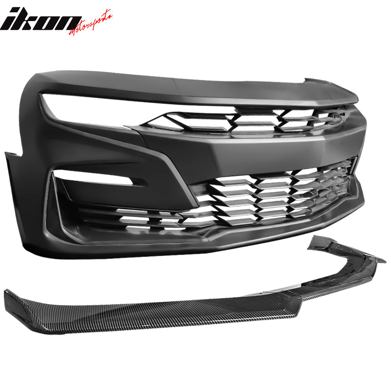 2019-2024 Chevy Camaro SS Style Black Front Bumper Guard CFL Lip ABS