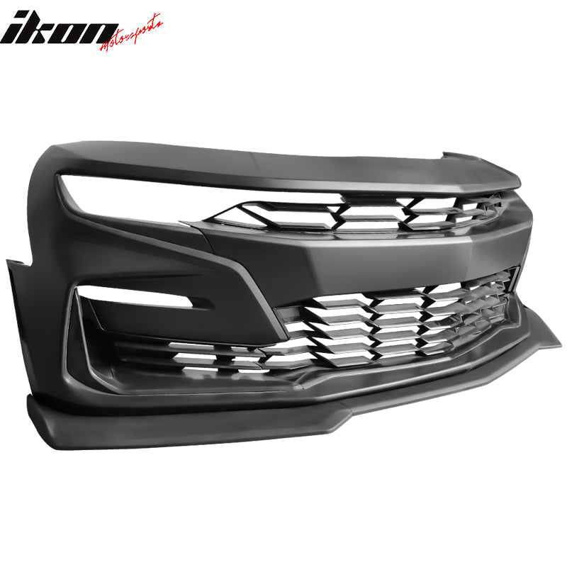 2019-2024 Chevy Camaro SS Style Unpainted Front Bumper Matte Black Lip