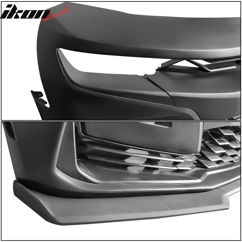 2019-2024 Chevy Camaro SS Style Unpainted Front Bumper Matte Black Lip