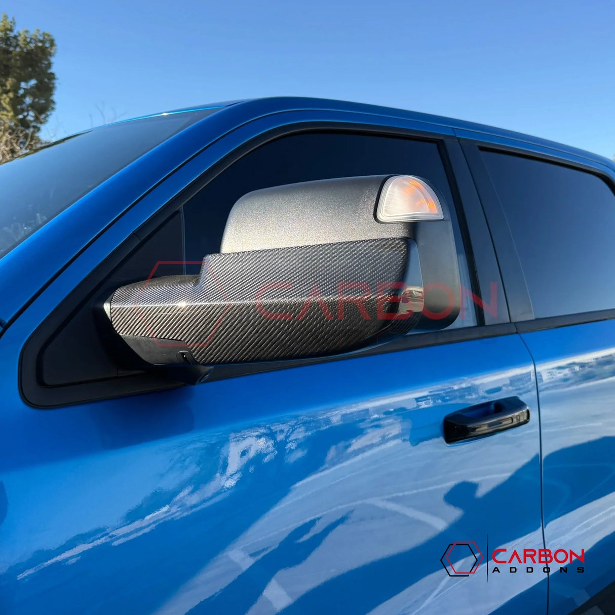2019+ RAM 1500 / TRX / RHO Tow Mirror Base Real Carbon Fiber Covers