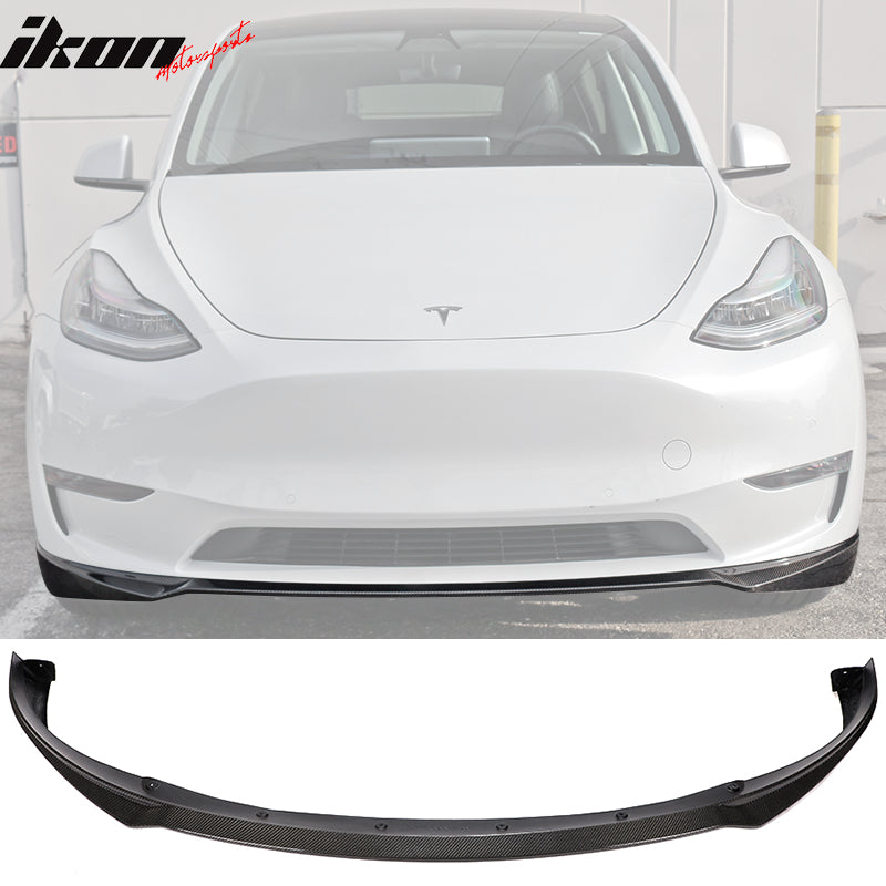 2020-2024 Tesla Model Y Front LipIKON Style Lip Spoiler Carbon Fiber