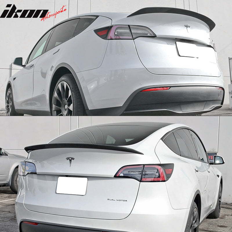 2020-24 Tesla Y Sedan 4-Door IKON Black Rear Spoiler Wing Carbon Fiber