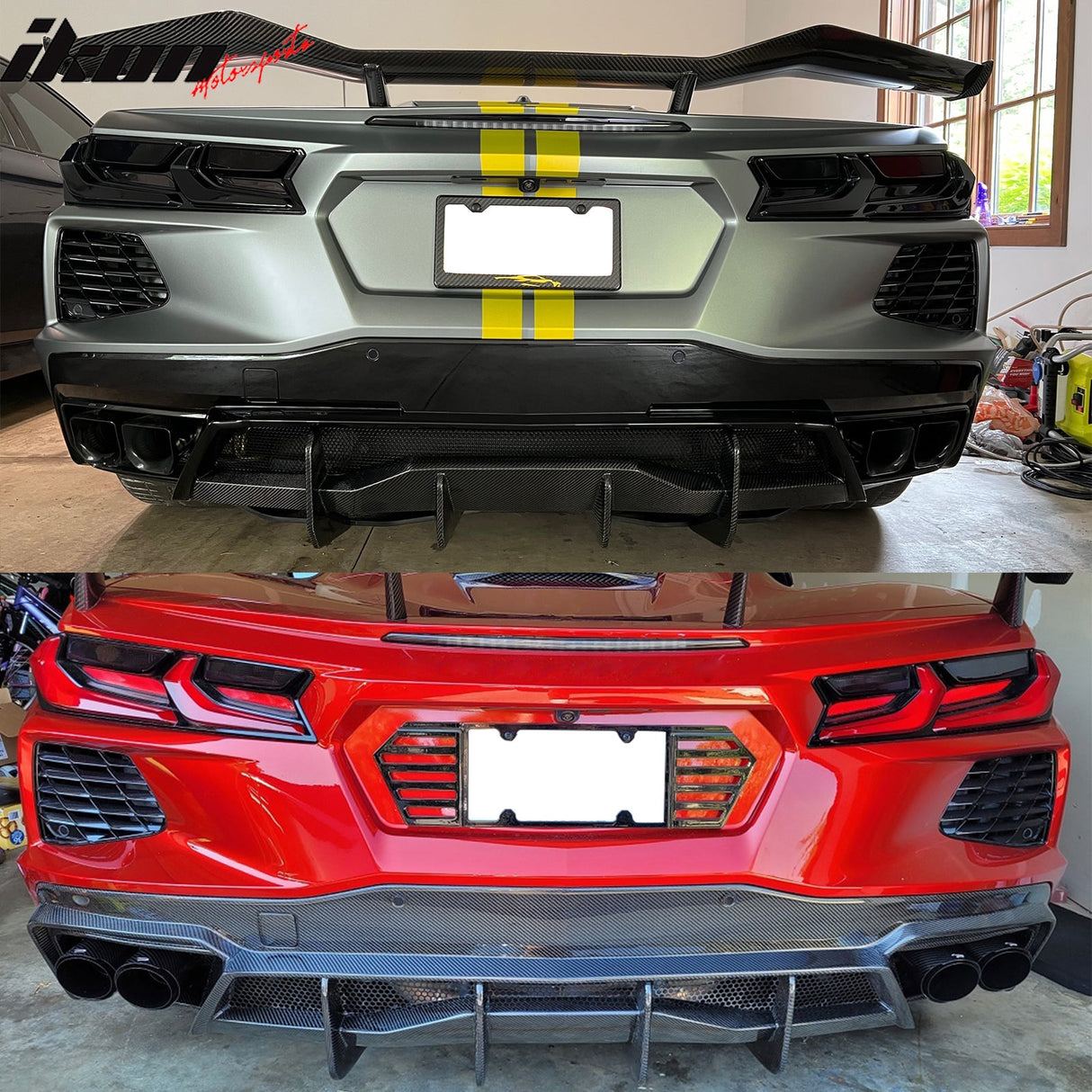 2020-2025 Chevy Corvette C8 Gloss Rear Bumper Diffuser Carbon Fiber